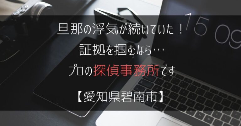 旦那の浮気が続いていた！証拠を掴むなら…【浮気調査：愛知県碧南市の探偵事務所5選】